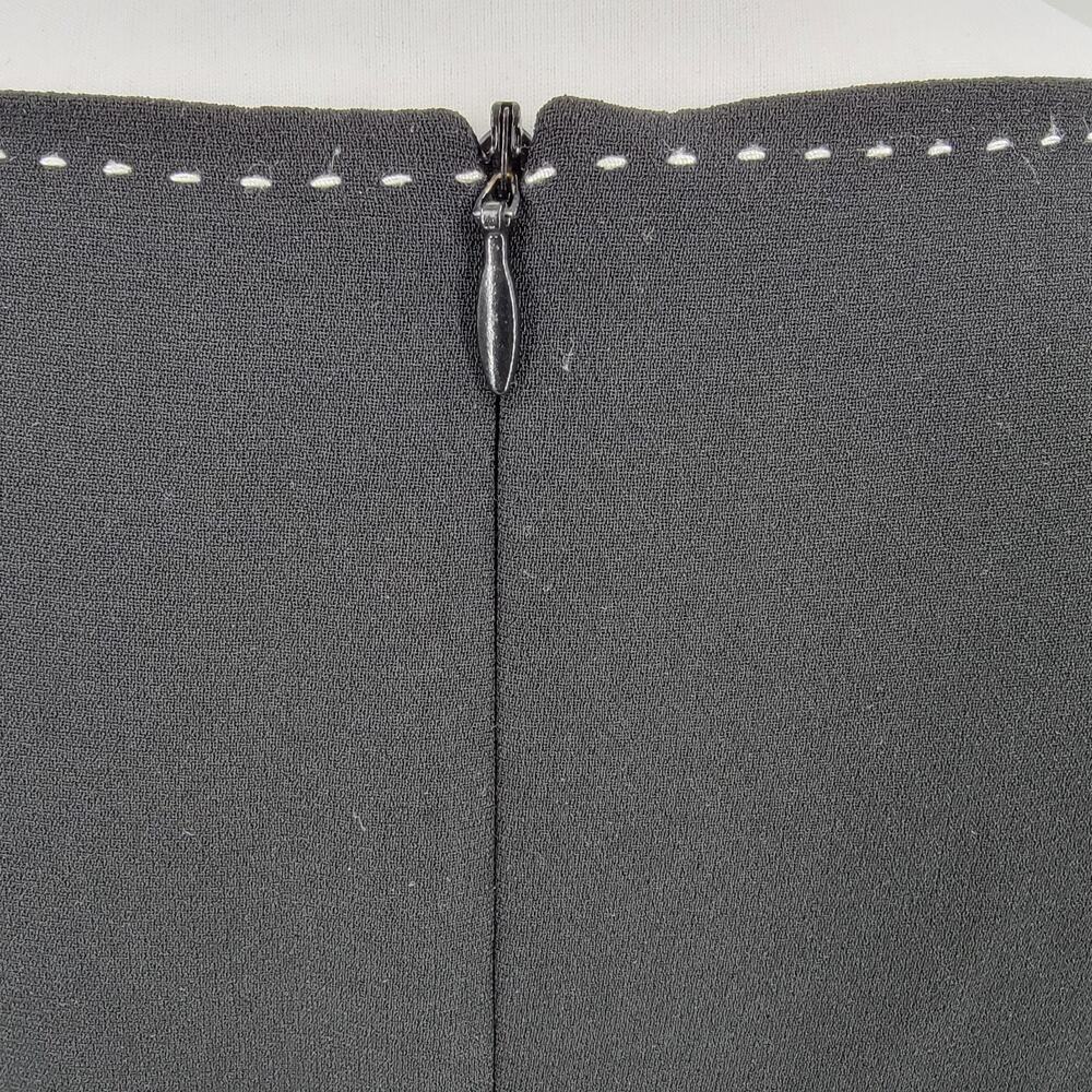 Mary McFadden Dress Womens 12 Black Sheath Lined White Stitch Neckline - Picture 7 of 14